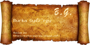 Burka György névjegykártya